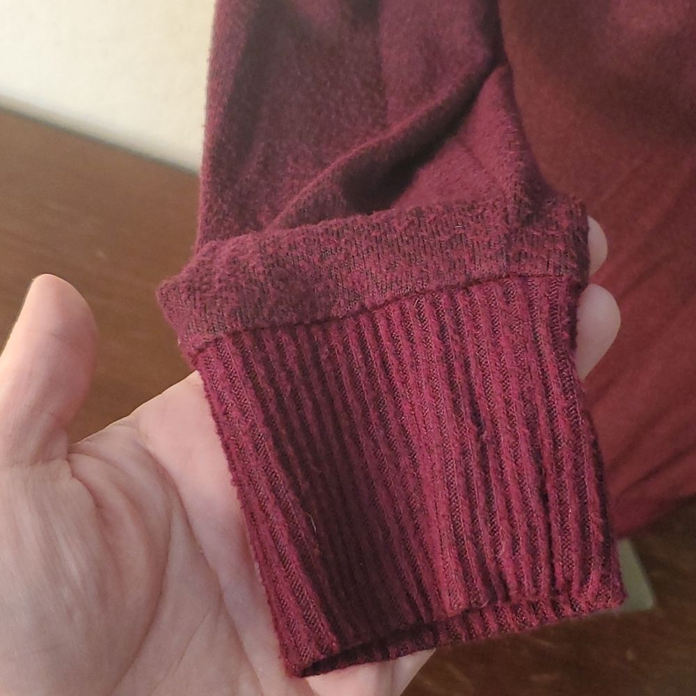 Lucky Brand Burgundy V-Neck Sweater Women's S/P Soft Knit Pullover Tunic Maroon - Picture 9 of 14